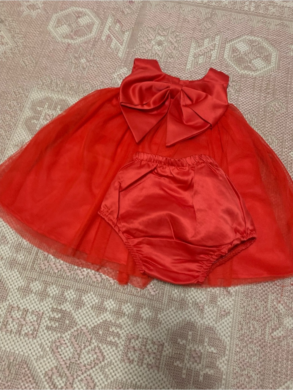Elegant Red Bow Tulle Kids Dress - Picture 2 of 6